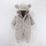 Mini Fashion™ - Met Capuchon - Fleece Romper Grijs / 73 (6-9 maanden) | Educatief Speelgoed