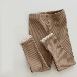 Mini Fashion™ - Zacht&Comfortabel - Ribstof Legging Khaki / 90 (18-24 maanden) | Educatief Speelgoed