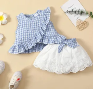 Mini Fashion™ - Top&Short Set Meiden Blauw / 90 | Educatief Speelgoed