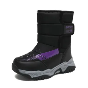 Mini Fashion™ - Zachte Pluche Voering - Winterlaarzen Zwart / 33 (7-8 jaar) | Educatief Speelgoed