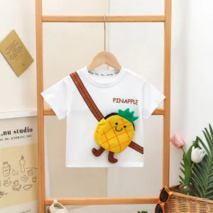 Mini Fashion™ - Fruitige Look - T-Shirt Wit - Ananas / 110 (3-4 jaar) | Educatief Speelgoed