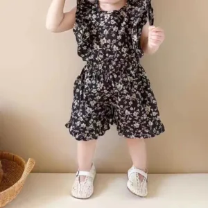 Mini Fashion™ - Bloemengeluk - Kinderjurkje Zwart / 100 (2-3 jaar) | Educatief Speelgoed