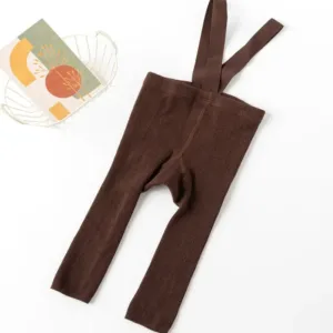 Mini Fashion™ - Zacht&Comfortabel - Kinder Legging met Bretels Bruin / S (0-1 jaar) | Educatief Speelgoed