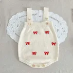 Mini Fashion™ - Cute Look - Gebreide Kledingsets Wit Rood - Romper / 90 (2 jaar) | Educatief Speelgoed