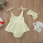 Mini Fashion™ - Zomer Jurk&Haarband Groen / 70 (6-9 maanden) | Educatief Speelgoed