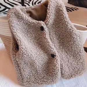 Mini Fashion™ - Pluche&Fijne Stof - Bodywarmer Beige / 90 (1-2 jaar) | Educatief Speelgoed