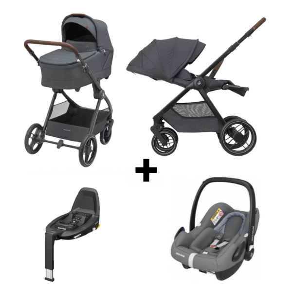 Kinderwagen Maxi-Cosi Oxford Plus Twillic Graphite + Autostoel Maxi-Cosi Rock Essential Grey I-Size&Base - Afbeelding 1