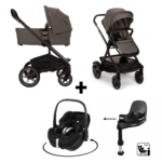 Kinderwagen Nuna MIXX Next Thunder + Autostoel Pebble 360 Pro2 en Slide Tech Base