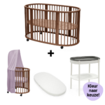 Set | Bed Stokke® Sleepi™ V3 Warm Brown&Verschoontafel incl. Bladvergroter en Matras