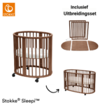 Set | Mini Bed Stokke® Sleepi™ Warm Brown incl. Matras&Sleepi™ Uitbreidingsset