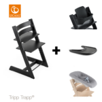 SET | Kinderstoel Stokke® Tripp Trapp® Oak Black met Newbornset&Eetblad + Babyset