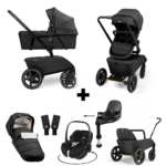 Kinderwagen The Jiffle Wagon 2 Black Autostoel Pebble 360 Pro2 en Slide Tech Base + Accessoires + GRATIS Bolderkarzitje