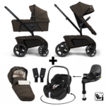 Set | Kinderwagen The Jiffle Wagon 2+ Plus Oak + Autostoel Pebble 360 Pro2 en Slide Tech Base + Accessoires