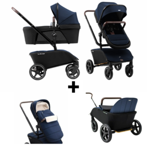 Kinderwagen The Jiffle Wagon Blue + GRATIS Bolderkarzitje&Voetenzak