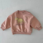 Mini Fashion™ - Leuke Dinosaurus Print - Dino Sweater Oranje - Roze / 110 (4 jaar) | Educatief Speelgoed