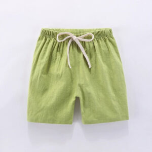 Mini Fashion™ - Sneldrogend Materiaal - Katoen-linnen Short Groen / 110 (2 jaar) | Educatief Speelgoed