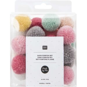 Pompons - 24 stuks - pastel