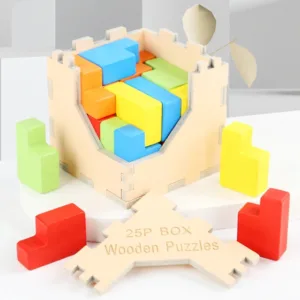 Woods™ - Train je brein - 3D Tetris Puzzel P Blokjes | Educatief Speelgoed