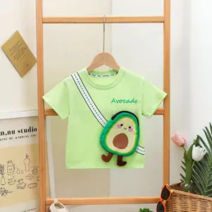 Mini Fashion™ - Fruitige Look - T-Shirt Groen - Avocado / 140 (6-7 jaar) | Educatief Speelgoed