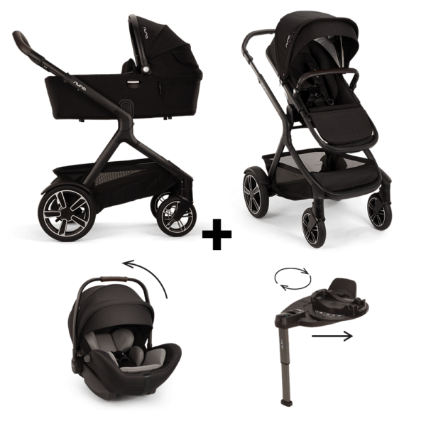 Set | Kinderwagen Demi Next Caviar Incl. Autostoel Nuna Arra Flex Caviar + Base Curv 360 - Afbeelding 1