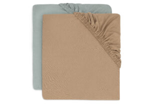Hoeslaken Ledikant Jollein Jersey 60x120 Sea Green/Biscuit 2st