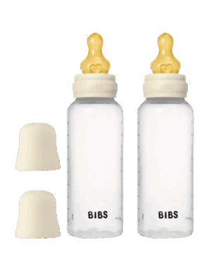 Set | Fles BIBS Latex Round Slow Flow Ivory 270ml 2st