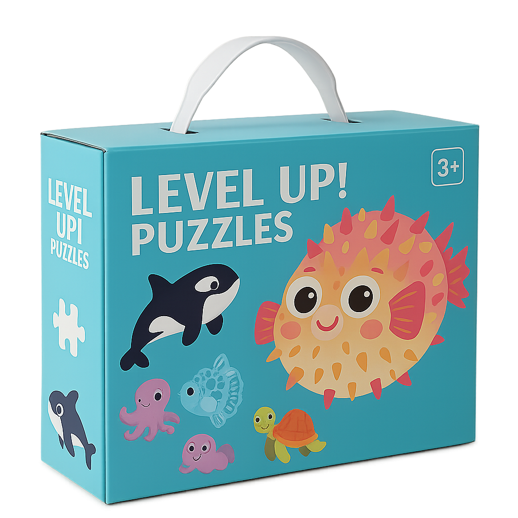 20250507_1532_Colorful_Marine_Animal_Puzzles_remix_01jtnf40n5ebxaetfzmtxyg4vm Woods™ - Fijne Motoriek&Creatief - 6-in-1 Puzzel Zeedieren | Educatief Speelgoed - Afbeelding 1