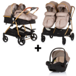 Set | Duo Kinderwagen Chipolino Duo Smart Golden Beige + Autostoel Chipolino Duo Smart I-Size