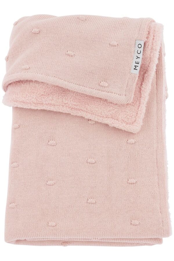 Deken Wieg Meyco Mini Knots Teddy Soft Pink - Afbeelding 1