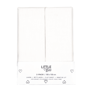 Laken Ledikant Little Boo Uni White 2-pack 100x150