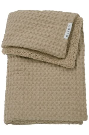 Deken Wieg Meyco Wafel Teddy Taupe 75x100