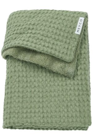 Deken Wieg Meyco Wafel Teddy Olive Green 75x100