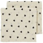 Luier Meyco Sweet Heart Soft Sand/Black 2-pack