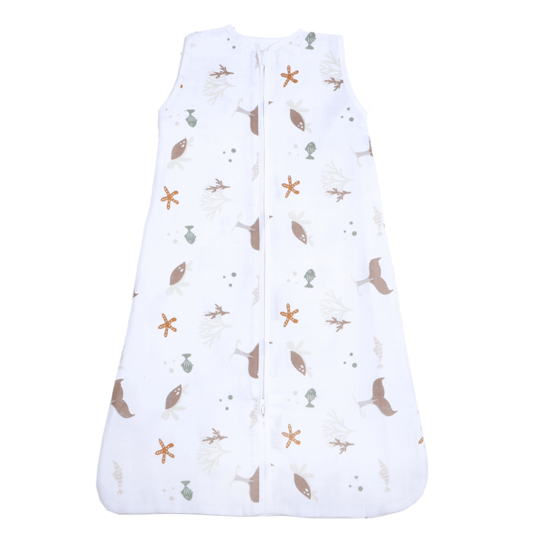 Slaapzak Little Boo Hydrofiel Sea Animals Oatmeal 90cm - Afbeelding 1