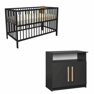 Babykamer Timo (Meegroeiledikant Luca V2 Pure Black + Commode)