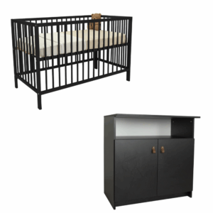 Babykamer Yara (Meegroeiledikant Luca V2 Pure Black + Commode)