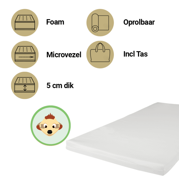 Matras Campingbed ZZZOO 60x120 Stokstaartje - Afbeelding 1