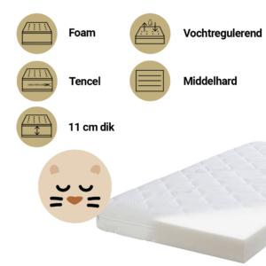 Matras Peuterbed ZZZOO 70x140 Witte Panter