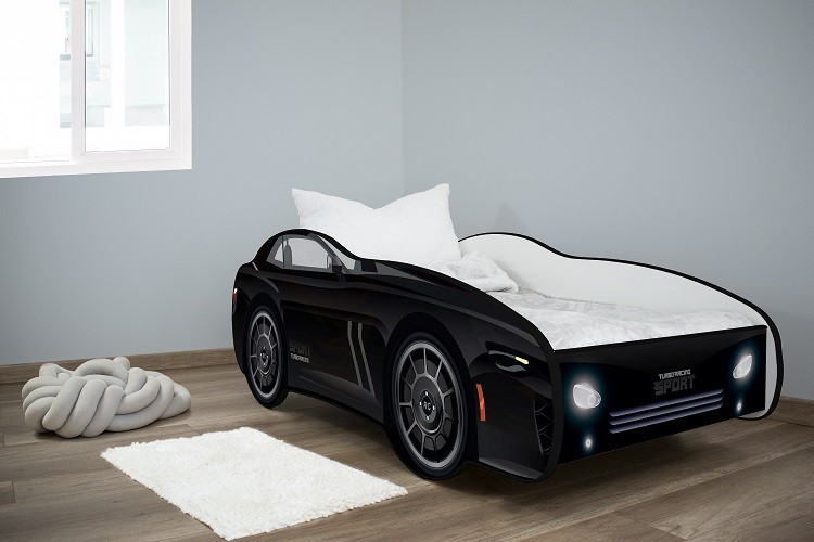 Kleuterbed Top Beds Racing Car 80x160 Black Incl. Matras - Afbeelding 1