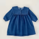 Mini Fashion™ - Comfortabel&Stijlvol - Lente Romper Jurkjes Kinderen Jurk - Donkerblauw jeans / 120 (4 jaar) | Educatief Speelgoed