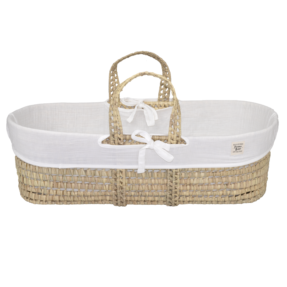 Wieg Mozes Funnababy Incl. Bekledingset Muslin Luxe Off White Wieg Mozes Funnababy Incl. Bekledingset Muslin Luxe Off White - Afbeelding 1