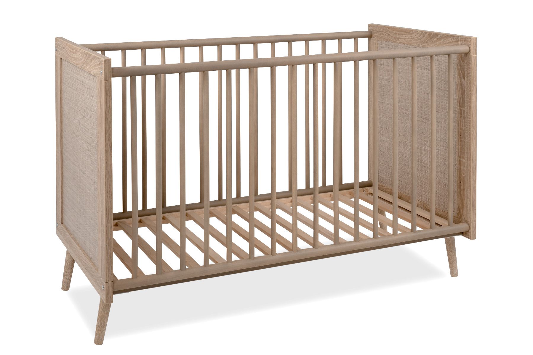 Ledikant Finori Bali Eiken/Riet Decor 60x120 - Afbeelding 1