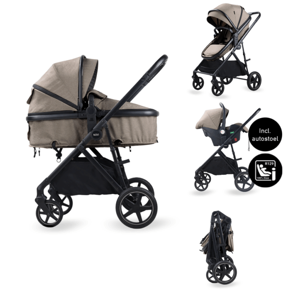 Kinderwagen Novi Baby® Jaxx 3-in-1 Hazel Melange met Autostoel - Afbeelding 1