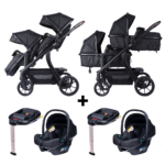 Kinderwagen Novi Baby® Pacific Premium Duo Black + Autostoel Jewel All Black&Base 2st.