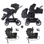 Kinderwagen Novi Baby® Pacific Premium Duo Black + Autostoel Jacky Pro 360&Base 2st.