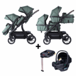 Kinderwagen Novi Baby® Pacific Premium Duo Green + Autostoel Jewel All Black&Base