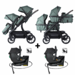 Kinderwagen Novi Baby® Pacific Premium Duo Green + Autostoel Jacky Pro 360&Base 2st.