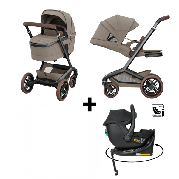 Kinderwagen Maxi-Cosi Fame V2 Twillic Truffle met GRATIS Autostoel Jacky Pro 360°&Base - Afbeelding 1