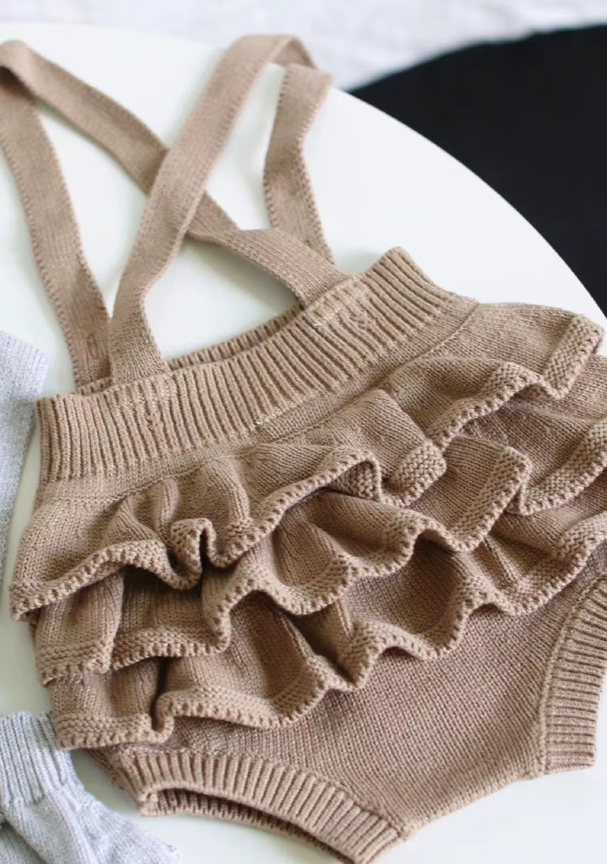 Hd1c7b178621849e7ac531402289c2af27 Mini Fashion™ - Schattige Gebreide Babyromper Khaki - roes / 90 (2 jaar) | Educatief Speelgoed - Afbeelding 1