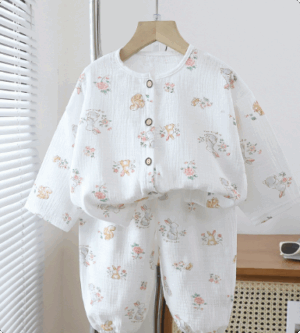 Mini Fashion™ - Luchtig Materiaal - Linnen Kleding Set Eekhoornkonijn / 100 (2-3 jaar) | Educatief Speelgoed